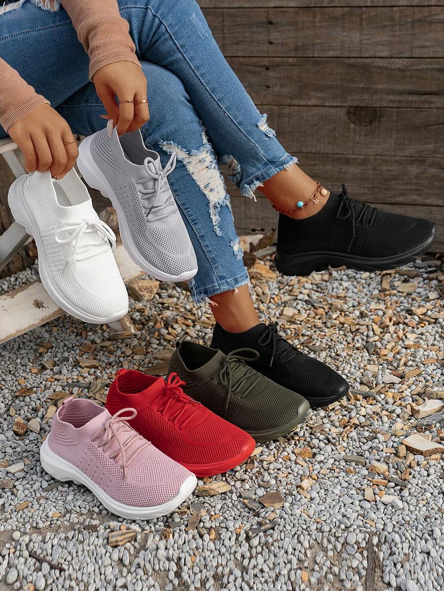 Women's 2026 Spring/Summer Bohemian Style Lightweight Non-Slip Breathable Slip-On Gray Casual Sports Shoes, Women's Outdoor Vacation Fitness Must-Have Casual Sports Shoes - Light Grey - View 1