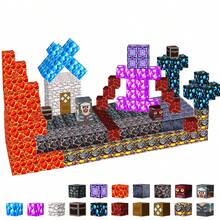 100/200/400 Peças Conjunto de Blocos de Construção Magnéticos do Mundo da Lava - Brinquedos de Construção de Cubos Magnéticos, Adequado para Presentes de Halloween, Natal e Aniversário - Brinquedos Sensoriais STEM para Crianças de 3+ Anos - Multicolorido - Visão 8