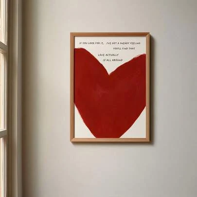 1pc Love Actually Is All Around Wall Art Print, Love And Family Quote Poster, Love Saying Wall Art, Retro Heart Poster, Minimalist Home Decor, Home Decor Living Room, Wall Decor, No Frame