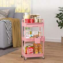 3 Tier Rolling Storage Cart With Drawers Rolling Utility Cart With Drawers,Room Decor,Bathroom Decor,Rolling Utility Cart Rolling Storage Organizer Tool For Kitchen,Bathroom,Living Room,Office Outdoor Decor - 彩色 - 查看 6