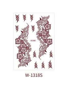1pc Vermilion Lace Temporary Tattoo Stickers, Henna Tattoos Waterproof Long Lasting, Mandala Peacock Floral Patterns Body Art Stickers, For Women&Festvial Party, Rave Accessories, Tatooes For Women, Fake Tattoo - Red - View 20