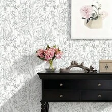 1 卷复古手绘黑白花卉自粘墙纸，无缝、可移除、防水、易于切割和安装，适用于客厅、卧室、壁炉、厨房、入口、家居装饰、橱柜、桌子、梳妆台、梳妆台抽屉、家具翻新 - 彩色 - 查看 10