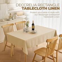 Faux Linen Small Rectangle Tablecloth For Kitchen Dining Room,Outdoor Coffee Wrinkle Resistant Washable Table Cloth Covers For Wedding, Picnics, Party(Oblong,52 X 70 Inch (4-6 Seats), Beige),Beige70inchx52inchRectangular - Beige70inchx52inchRectangular - View 3