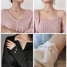 Set Of 6 Fixed Buttons, Versatile Decorative Buttons For Clothing, No Sewing Needed, Detachable Cuff Buttons, Replacement Options, Stylish And Minimalist Fashion Accessories, Sewing Materials. - 6件裝[黑色] - 查看 10
