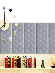 10pcs 3D Self-Adhesive XPE Foam Wallpaper, Waterproof & Moisture-Proof Faux Leather Texture, Headboard Soft Pad Wall Sticker, Reusable & Trimmable, Suitable For Bedroom & Living Room Wall Decor, Sound Insulation, Home Decor - White - View 11