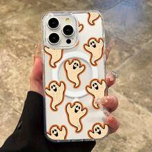 Funda de Teléfono de Halloween con Gran Agujero y Anillo Magnético para 16, 15, 14, 13, 12, Pro,, 16, 15, 14 Plus, X/XS, Funda Protectora para S22, S23, S24, S25 Ultra, FE, y Plus, Funda Dura, Soporta Carga Inalámbrica y Resistencia a Impactos 17 17promax - transparente - Ver 1