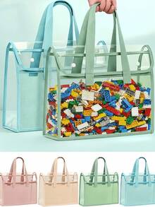 4pcs Kids/Students Transparent Tote Bags - Large Size Storage Bag, PVC Cosmetic Bag, Sports Venue Transparent Bag, Notebook Storage Bag, Toy Storage Bag, Organizer Bag - Multicolor - View 9