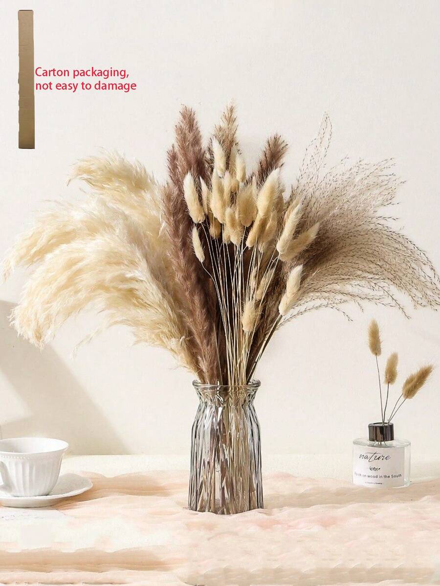 MEHELANY 每盒103根,16.94英寸人造藤条,仿真芦苇枝,适用于落地花瓶填充、人造草枝、婚礼花瓶装饰、波西米亚风装饰、情人节装饰、新娘捧花、餐桌中心装饰、派对装饰、DIY花环拱门背景、生日毕业礼物、室内外花园春季装饰 - 棕色 - 查看 1
