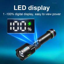 超亮30W LED便携式手电筒，防震防水，可充电（使用18650电池），轻巧可变焦，适用于露营、遛狗、探险和紧急情况。 - 黑色 - 查看 3