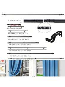 1pc Black Curtain Rod Set With Brackets, Adjustable Length, Metal Curtain Rod Set, Includes Easy Installation Brackets, Modern Minimalist Decor Style, Matte Black Design, Suitable For Sheer Curtains/Shower Curtains - Multicolor - View 6