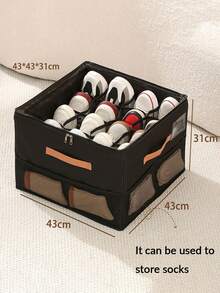 可折叠布艺鞋盒，可容纳12或16双鞋，大容量带盖布艺鞋盒，可调节隔板，透明盖，防水防尘，可折叠收纳，多功能一体式设计，适用于家庭、学校、宿舍衣柜，防尘防潮，可机洗，用途广泛。 - 彩色 - 查看 10
