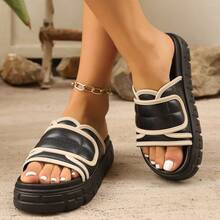 2026 New Style Women's Outdoor Slippers, Korean Fashion Personalized Beach Sandals, Non-Slip Soft Bottom, Minimalist - Black - View 3