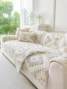 1件加厚绒面沙发垫套,现代简约防滑沙发座垫保护套,防尘可水洗,柔软不易褪色,宠物友好,适用于卧室、办公室、客厅、L型沙发和1-4人沙发,浅灰色 - 淺灰色 - 查看 5