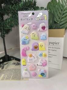 新款可爱海豹贴纸书，柔软可爱高泡EVA水钻泡泡贴纸，幽灵动物儿童可重复使用贴纸 - 彩色 - 查看 16