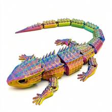 1pc 3D Printed Lizard Figurine With Movable Joints, Toy, Stress Relief Gift - Multicolor - View 6