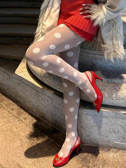 Plus Size Opaque Polka Dot Leggings, Vibrant Pop Art Dotted Pattern