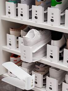 1/6pcs Adjustable Shoe Storage Rack, Space-Saving Shoe Stacker For A Pair Of Shoes, Plastic Shoe Organizer For Entrance, Corridor, Living Room, Bedroom And Bathroom Shoe Cabinet. - Multicolor - View 1