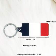 1pc Metal Double-Sided UV Printed French Flag Keychain, Fashion Accessory Bag Charm Key Ring, Suitable As Gift - Multicolor - View 7