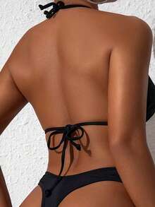 Bộ bikini nữ 2 mảnh in hình đầu lâu thời trang, gợi cảm, thích hợp cho các lễ hội, kỳ nghỉ, bãi biển và bờ biển, màu đen xuân/hè. - màu đen - Xem 2
