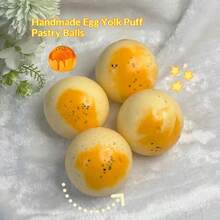 1pc New Realistic Soft Squishy Egg Tart Toy, Handmade Style Slow Rebound Stress Relief Toy For Adults - Multicolor - View 3