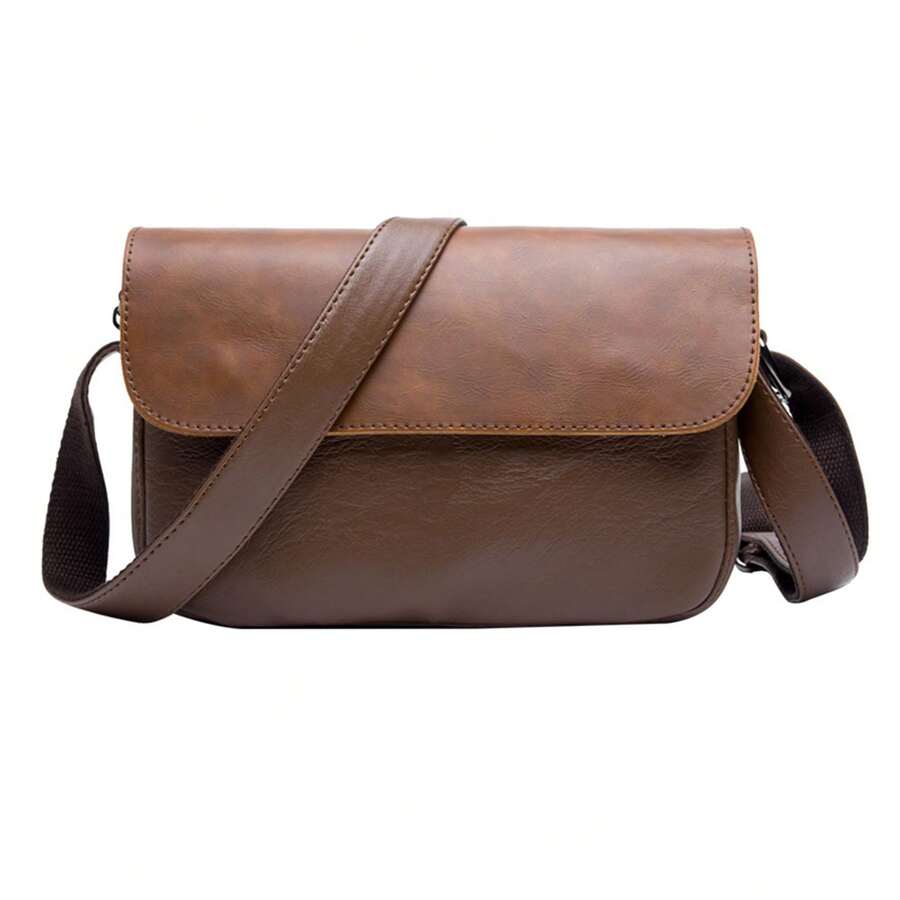 Men's Retro Casual Faux Leather Shoulder Bag 2026: Small Crossbody Bag For Travel, Business And Commuting. - Brown - View 1