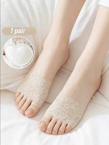 1 Pair Lace Half Socks, Anti-Friction Front Foot Pads, Comfortable, Breathable, Non-Slip, Ultra-Thin, Suitable For Women's And Men's High Heels, Casual Shoes, Sports Shoes, Daily Wear - Multicolor - View 9