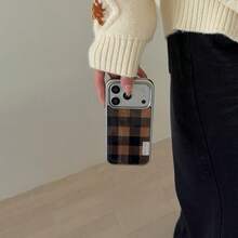 Niche Autumn/Winter Minimalist High-End Chessboard Pattern Compatible With IPhone 17/16 Pro Electroplated Silver Frame 14 Pro Personalized 15 Hard Case With Silver Edges And Resin