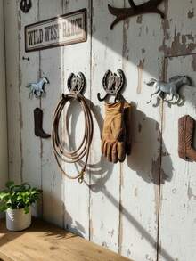 1个复古铁艺马头壁钩，做旧乡村风格，配有安装螺丝，坚固耐用，可悬挂外套、钥匙、毛巾、帽子，农舍风格家居装饰，是室内和玄关的理想节日礼物。 - 彩色 - 查看 2