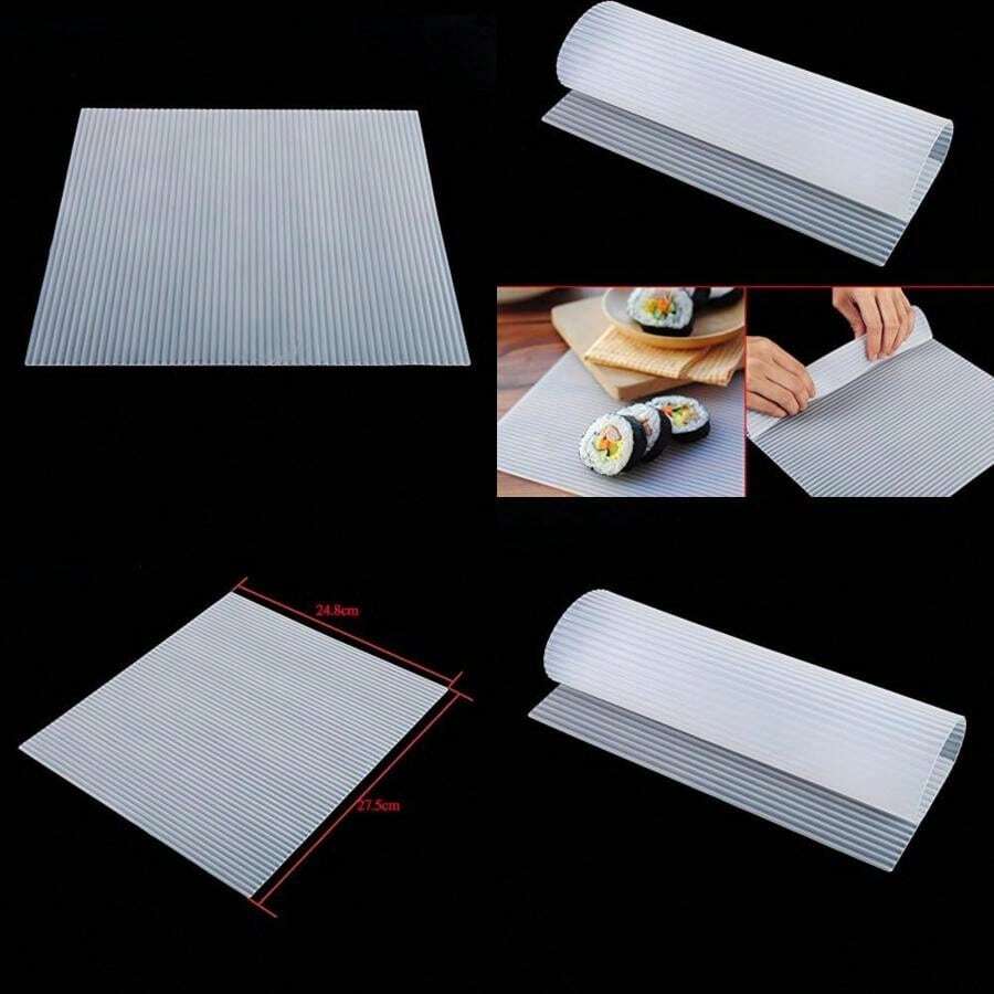 Fabricante de Sushi de Silicona, Fabricante de Rodillos de Sushi Tapete Rodante de Pastel de Silicona Picnic Almuerzo Superficie Antiadherente Lavable Reutilizable(default) - Multicolor - Ver 1