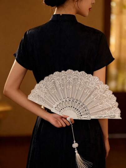 1 Piece Leaf Design Decorative Hand Fan Modern Fiber Folding Hand Fan As Best Gift For Home
