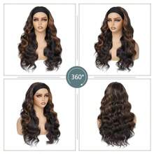 DLong Wavy Headband Wig For Women Black Wigs With Brown Blonde Highlight 200% Denisty Headband Wigs Put On And Go Gluel Wig Long Synthetic Wig For Women Party Daliy Use - highlightheadbandwig - View 6