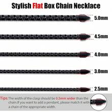 Black Flat Box Chains For Men, 2.5/3/4/4.5/5mm Stainless Steel Chain Necklace, Necklaces For Men And Women 16-28 Inches - Đen 4MM - Xem 3