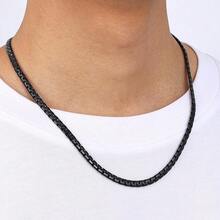 Fiusem Black Flat Box Chains For Men, 3/5mm Stainless Steel Chain Necklace, Necklaces For Men And Women 16-28 Inches - 黑色5毫米 - 查看 10