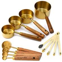 13pcs Stainless Steel Measuring Cup And Spoon Set, Includes Mini Spoons, Rosewood Handles, Baking Tools, Seasoning Spoons, Coffee Spoons, Pink Spoons - Essential Baking Tools, Unique Gift For Kitchen - 13-piece Double-ended Measuring Spoon Set - View 1