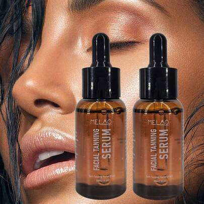  2支装 MELAO 面部美黑精华液 - 面部美黑滴剂，无需日晒即可打造自然健康的小麦色肌肤 - 轻盈不油腻的美黑精华液，30毫升