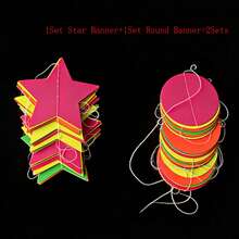 3M X 2 Sets 5 Colors Neon Paper Glow Hanging Banners, Disco, Luminous Party Banners, Blacklight Reactive Paper Wreaths, Neon Party Streamers, Suitable For Birthday Disco Theme Parties, Bar Decorations, Home Decor, Rock, Disco Theme Glow Party Supplies And Decorations, Blacklight Reactive Fluorescent Party Supplies And Decorations, Suitable For Neon Birthday And Wedding Celebrations - Multicolor - View 7