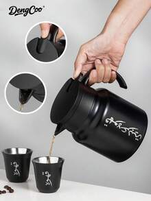 Dengcoo 1个咖啡壶，保温咖啡壶，不锈钢内胆，阿拉伯咖啡 - Pot - 查看 4