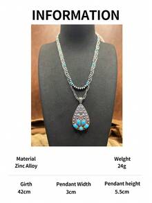 5件套复古西部风格仿绿松石珠链/铁链，绿松石西部复古吊坠项链，适合日常佩戴或作为礼物，节日项链 | 波西米亚风格 | 手工设计，波西米亚风格珠子 - 波西米亞風格 - 查看 13