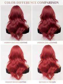 XOUJE 优雅红色长款蓬松卷发假发，24英寸，直刘海，自然逼真，柔软蓬松，采用耐热合成纤维制成，适合女性佩戴，时尚百搭，适合日常佩戴、节日聚会、婚礼派对、万圣节、圣诞节、角色扮演、休闲约会等各种场合。 - 紅色 - 查看 9