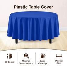 12-Pack Premium Plastic 84-Inch Round Tablecloth - Dark Blue - 深藍色 - 查看 4
