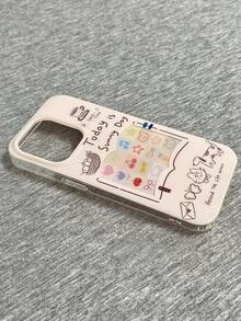 1pc Cute Doodle Book Pattern Phone Case, Clear Shockproof Cover Compatible With IPhone 17 16 Pro Max 15 14 13 12 11 16 17Pro Max 15Plus - White - View 3