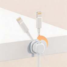 1pc,Rotatable Cable Organizer That Can Rotate 360°. Available In Black, White, Orange And Blue, This Adhesive-Type Organizer Can Be Stuck To Desktops Or Walls For Cable Management.