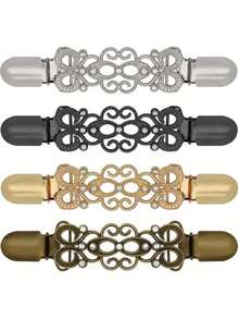 4pcs Vintage Dress Straps Clip, Backless Strap Shawl Cardigan Slim Fit Waist Cincher Belt For Women (Classic Style), Metal