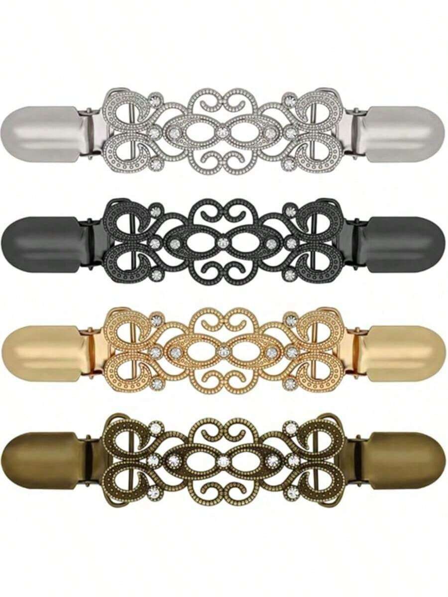 4pcs Vintage Dress Straps Clip, Backless Strap Shawl Cardigan Slim Fit Waist Cincher Belt For Women (Classic Style), Metal