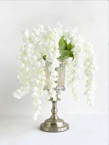 1件/3件装人造紫藤花，白色丝绸仿真紫藤花，塑料悬挂花卉，适用于家居派对婚礼装饰、仿真植物、秋季装饰、房间、书桌、花园装饰、情人节、礼物、生日、毕业典礼、家居装饰、返校季、学习用品 - 白色 - 查看 9