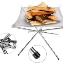 Foldable Campfire Grill, Stainless Steel Outdoor Camping Cooking Portable Charcoal Fireplace Brazier - Multicolor - View 8