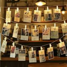 1串10/20/40 LED照片夹灯串，暖光电池供电，浪漫仙女灯，适用于生日、婚礼、主题装饰、家居、派对、卧室、客厅 - 夾子燈串 - 查看 5