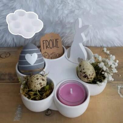 1个DIY树脂模具，复活节彩蛋收纳盒装饰，石膏环氧树脂模具，可用于制作蜡烛、彩蛋、珠宝收纳盒、家居装饰，适合复活节节日氛围装饰。