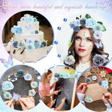51 Pcs DIY Graduation Cap Decorations Kits Included Grad Cap Pens Faux Flowers Letter Number Stencils Rhinestones Stickers 3D Butterflies For Grad Hat Topper Decors Craft Art DIY Dark Blue - Dark Blue - View 6