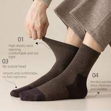 4 Pairs Men's Wool Socks, Warm Mid-Calf Socks For Business, Autumn/Winter - Multicolor - View 9